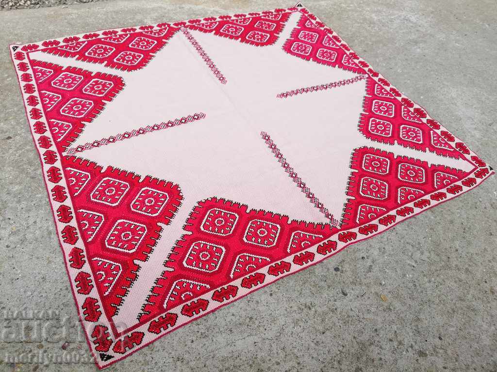 Old embroidered cardboard, tablecloth, millet, Bulgarian embroidery - 6