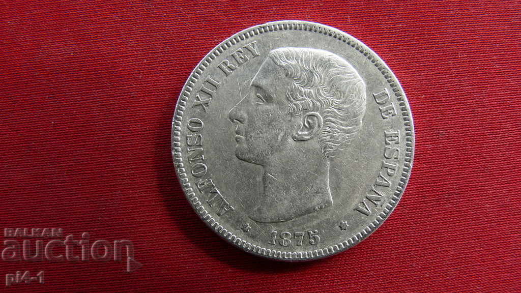 5 PESETAS - 1875 - SPANIA 5 PESETAS - 1875 - SPANIA