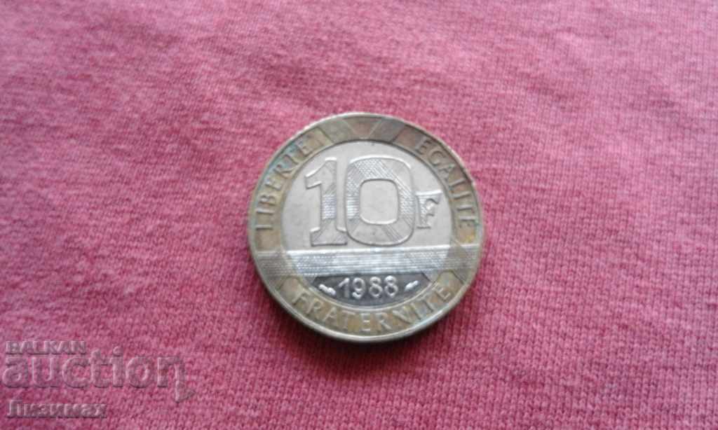 10 franci 1988 - Franța (bimetal)