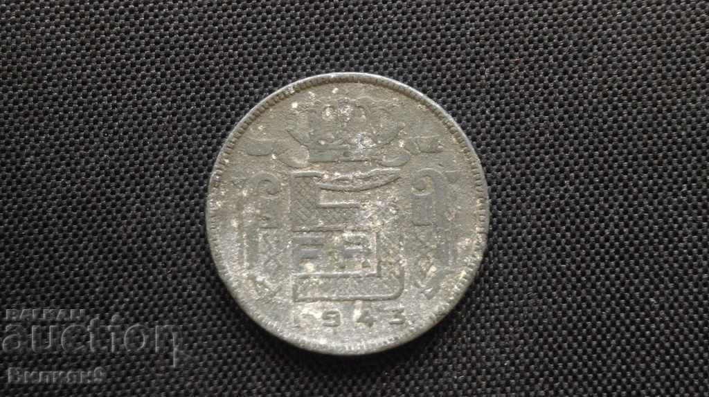 5 franci 1943 Belgia Zinc