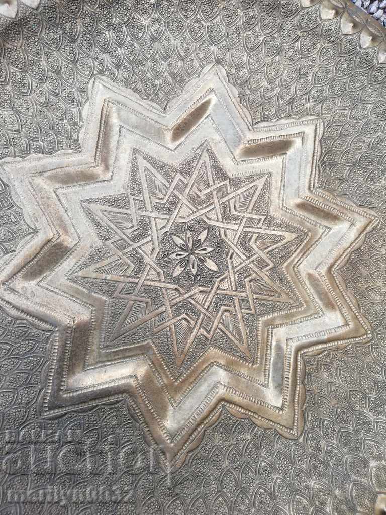 Auction Arabic hammered tray brass serving tray plate 70s decoration Auction Arabic hammered tray brass serving tray plate 70s decoration