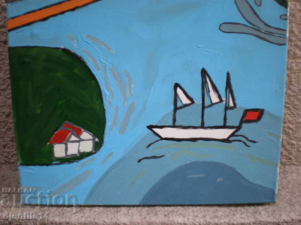 Auction picture, oil, canvas Auction picture, oil, canvas