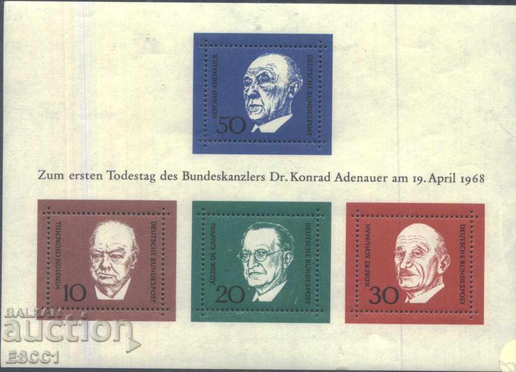 Clean block Adenauer Churchill Kaspersky Schuman 1968 from Germany