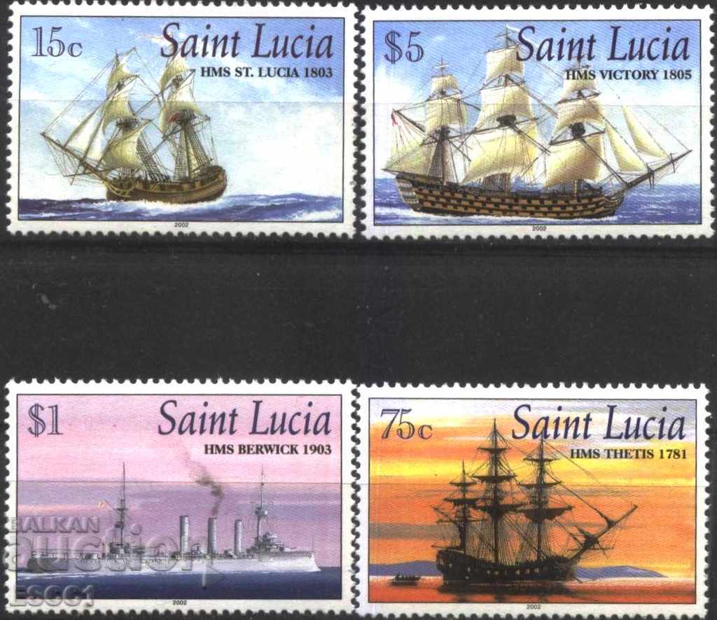Чисти марки Кораби 2002 от Сейнт Лусия