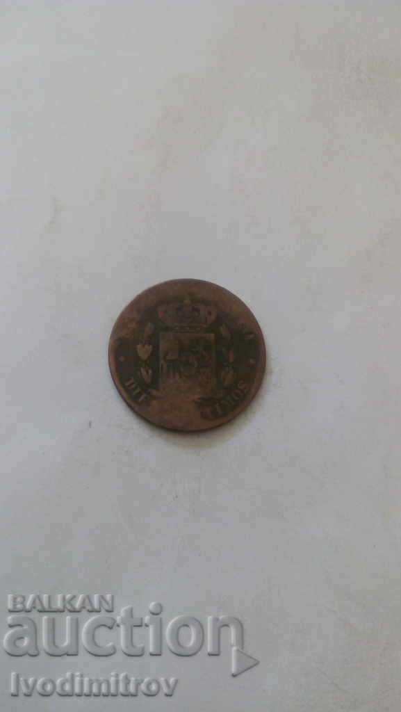 Spania 10 centimes 1878