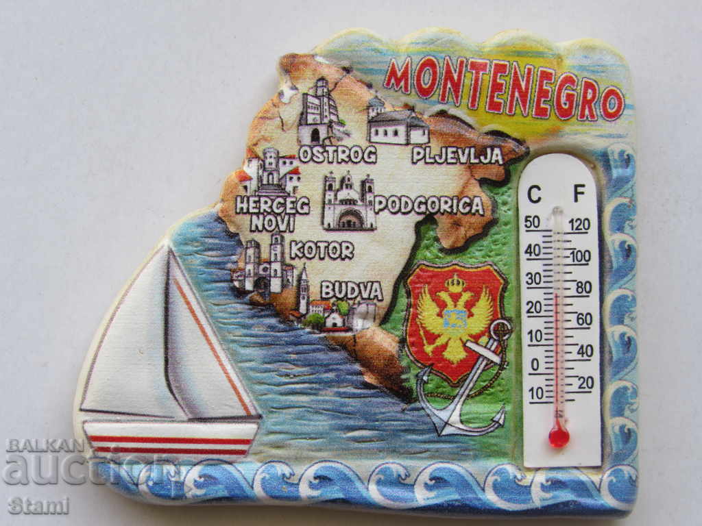Authentic 3D magnet-thermometer from Montenegro, series-9 with price 10.20 BGN | € 5.22 Authentic 3D magnet-thermometer from Montenegro, series-9 with price 10.20 BGN | € 5.22