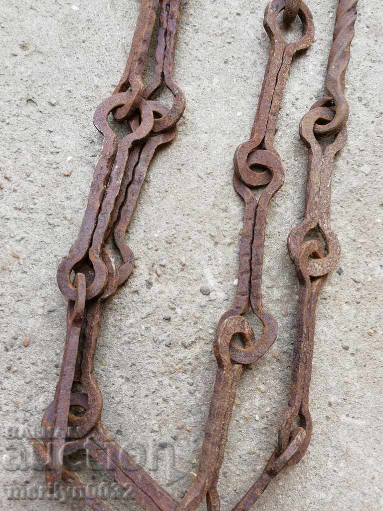 Old forged chain with hook, hearth for hearth chain hook - 5 Old forged chain with hook, hearth for hearth chain hook - 5