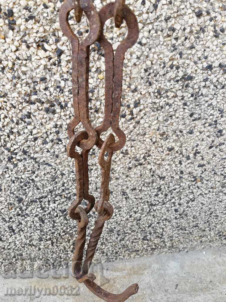 Old forged chain with hook, hearth for hearth chain hook - 6 Old forged chain with hook, hearth for hearth chain hook - 6