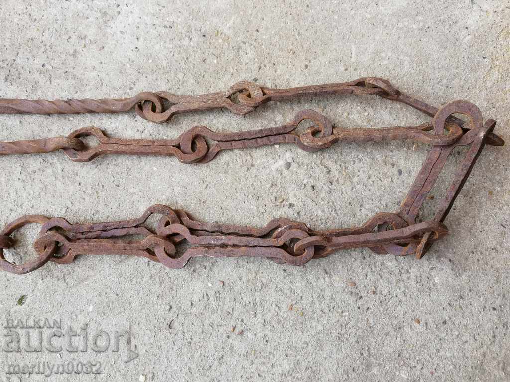 Old forged chain with hook, hearth for hearth chain hook - 7 Old forged chain with hook, hearth for hearth chain hook - 7