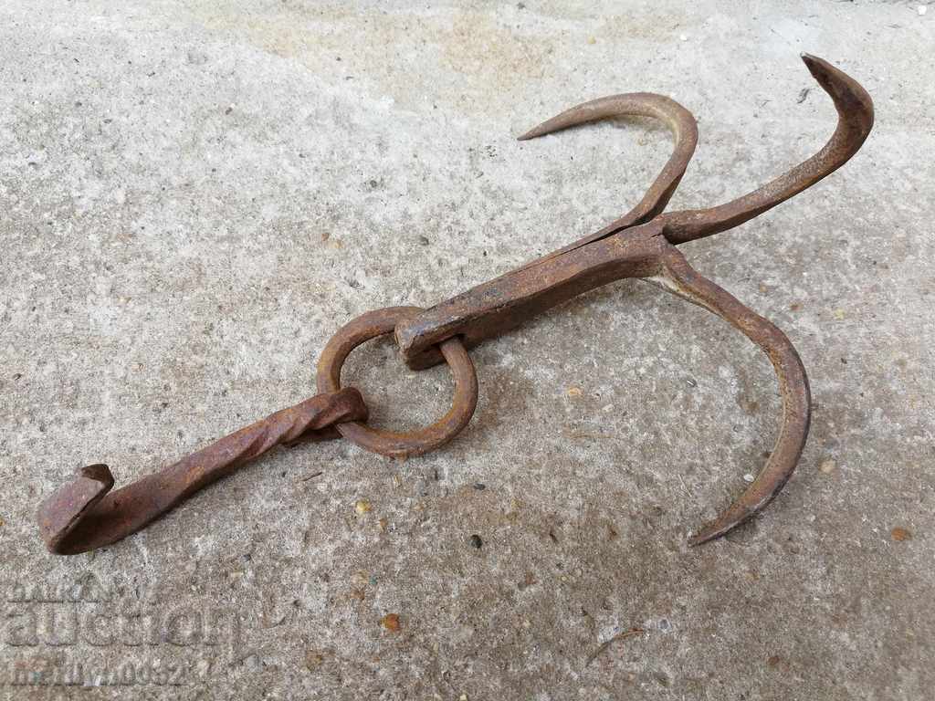 Old forged hook, quail, anchored iron - 6