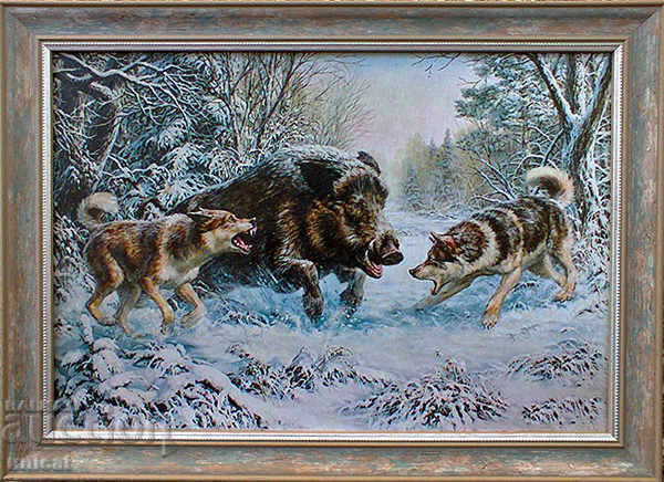 Wild boar against dogs, a picture for hunters