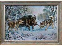 Диво прасе срещу кучета, картина за ловци