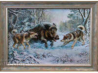 Wild boar against dogs, a picture for hunters