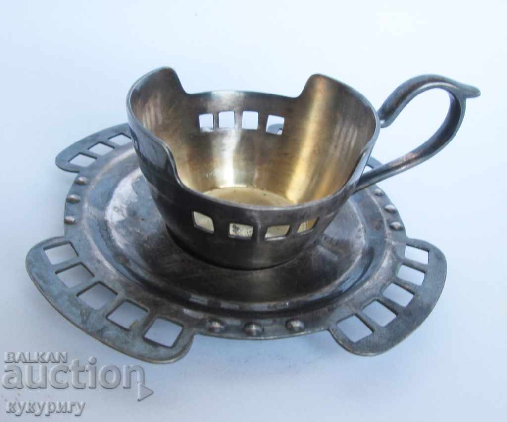 An old silver cup with a dish decorated Art Deco - 7 An old silver cup with a dish decorated Art Deco - 7