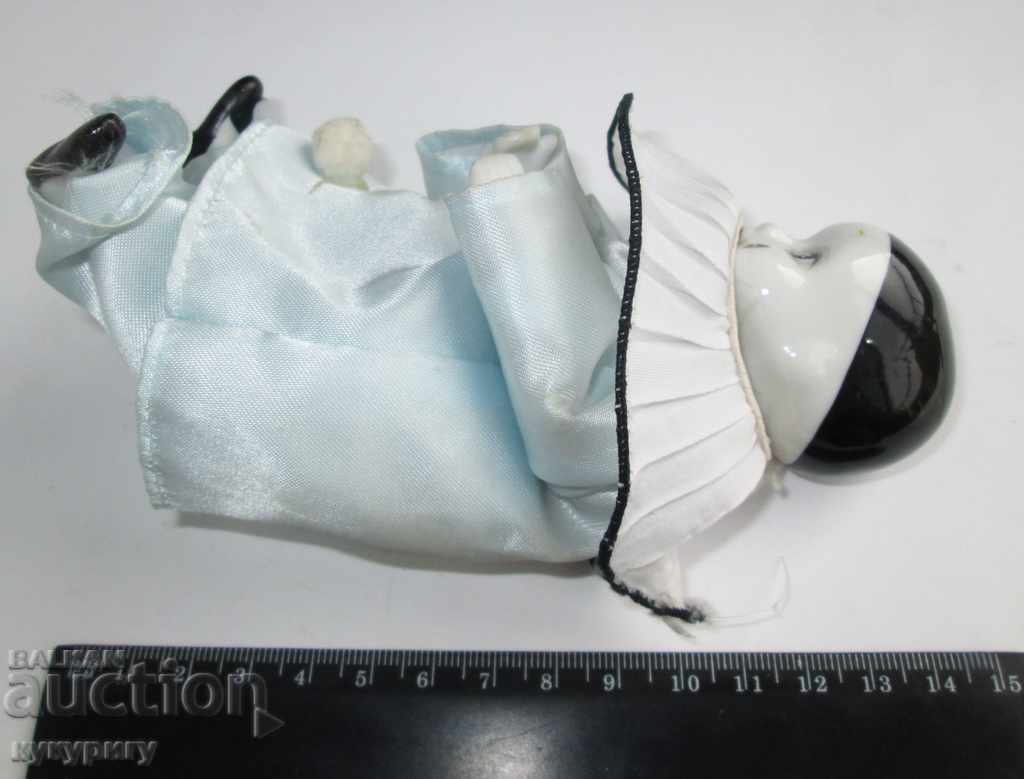 A little old doll baby Harlequin painted porcelain - 7