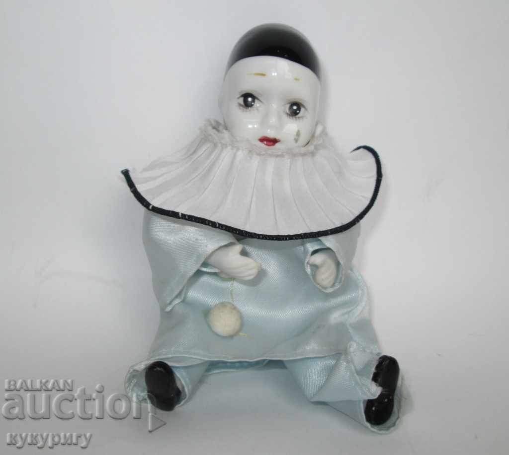A little old doll baby Harlequin painted porcelain