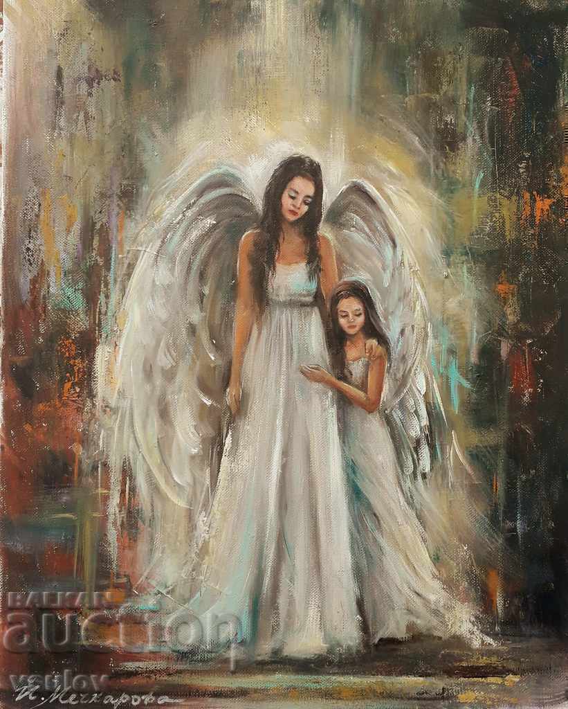 ANGEL WINGS - woman, girl, oil painting