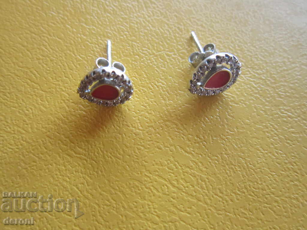 Auction Unique silver earrings earrings enamel and silver stones 925 Auction Unique silver earrings earrings enamel and silver stones 925