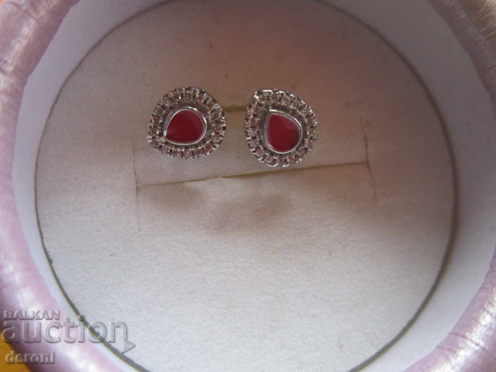 Unique silver earrings earrings enamel and silver stones 925 - 6 Unique silver earrings earrings enamel and silver stones 925 - 6