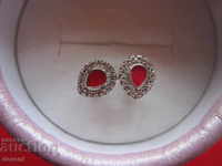 Unique silver earrings earrings enamel and silver stones 925