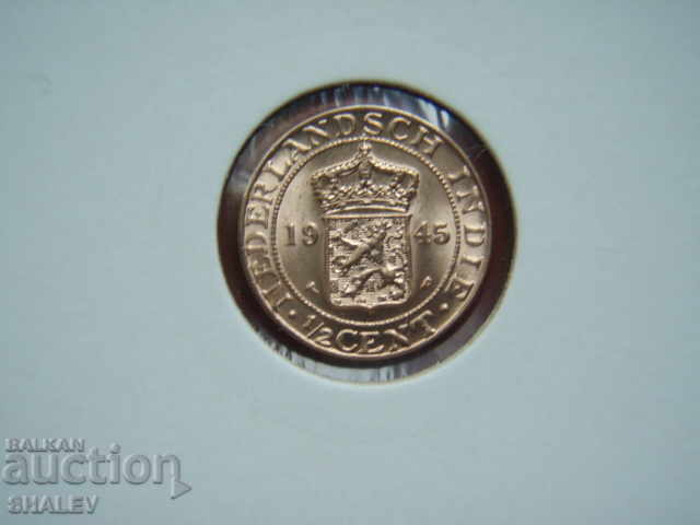 1/2 Cent 1945 P Netherlands East Indies - Unc with price 9.89 BGN | € 5.06