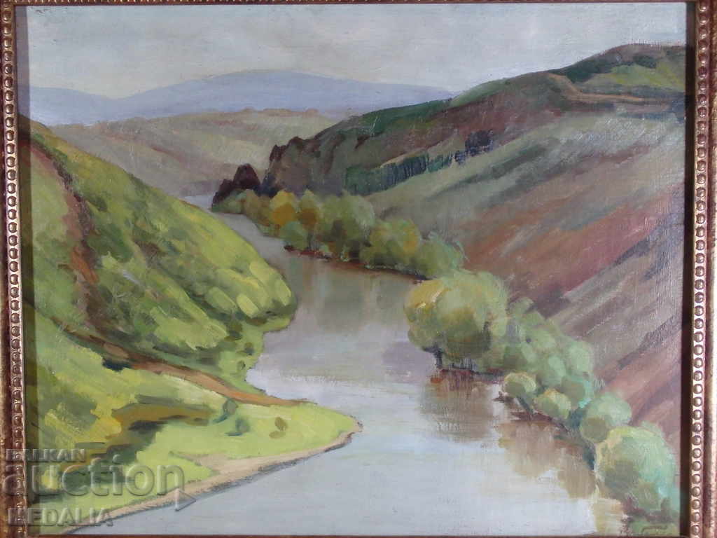 Rusi Ganchev-landscape-oil paints-signed-framed with price 2000.00 BGN | € 1022.58