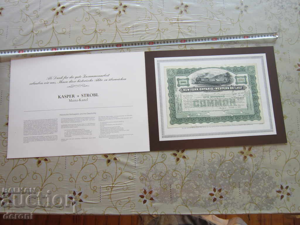 American Stock 1937 New York Ontario 100 Shares with price 50.00 BGN | € 25.56 American Stock 1937 New York Ontario 100 Shares with price 50.00 BGN | € 25.56