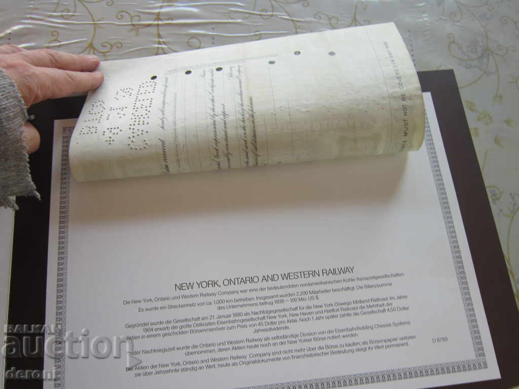 Delivery of American Stock 1937 New York Ontario 100 Shares Delivery of American Stock 1937 New York Ontario 100 Shares