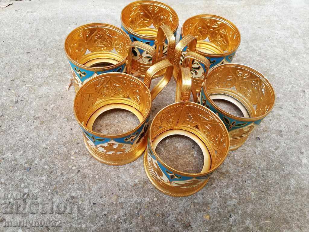 Service coasters for glasses 6 pcs cup coaster USSR - 5 Service coasters for glasses 6 pcs cup coaster USSR - 5
