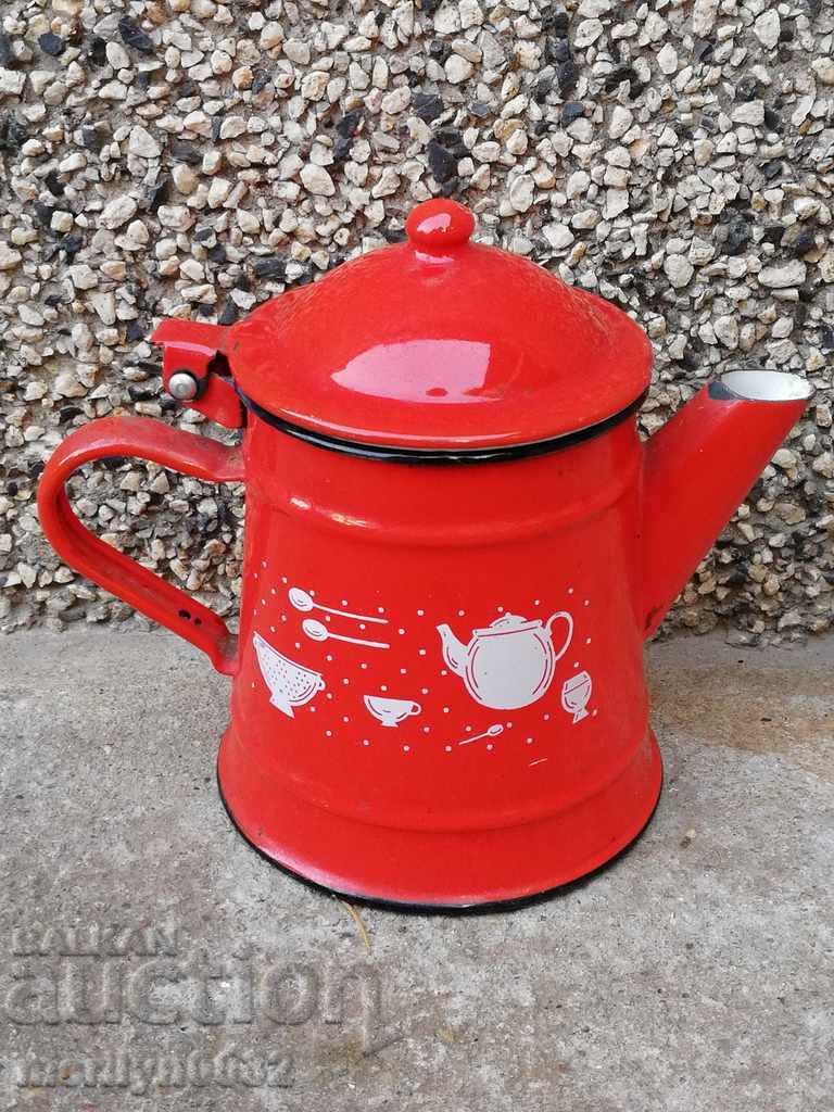 Old enameled teapot, coffee maker, kettle with price 36.00 BGN | € 18.41