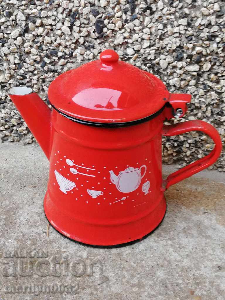 Old enameled teapot, coffee maker, kettle