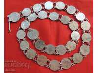Women's jewelery belt made of silver coins of 1 and 2 leva Ferdinand