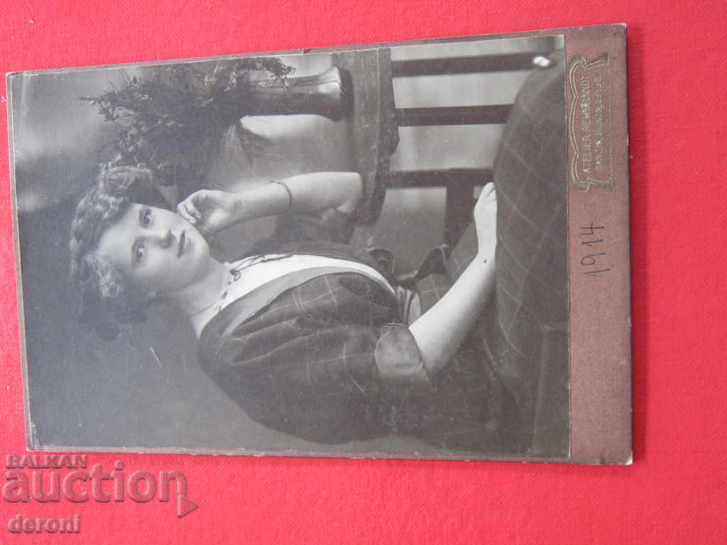 Auction Old German picture of a thick cardboard lady card Auction Old German picture of a thick cardboard lady card