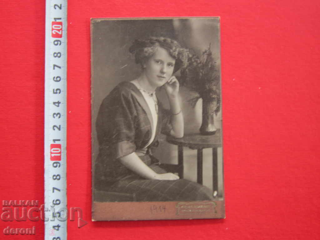 Old German picture of a thick cardboard lady card