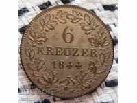 6 Kreuzer 1844 Bayern Ludwig I. 1825-1848.