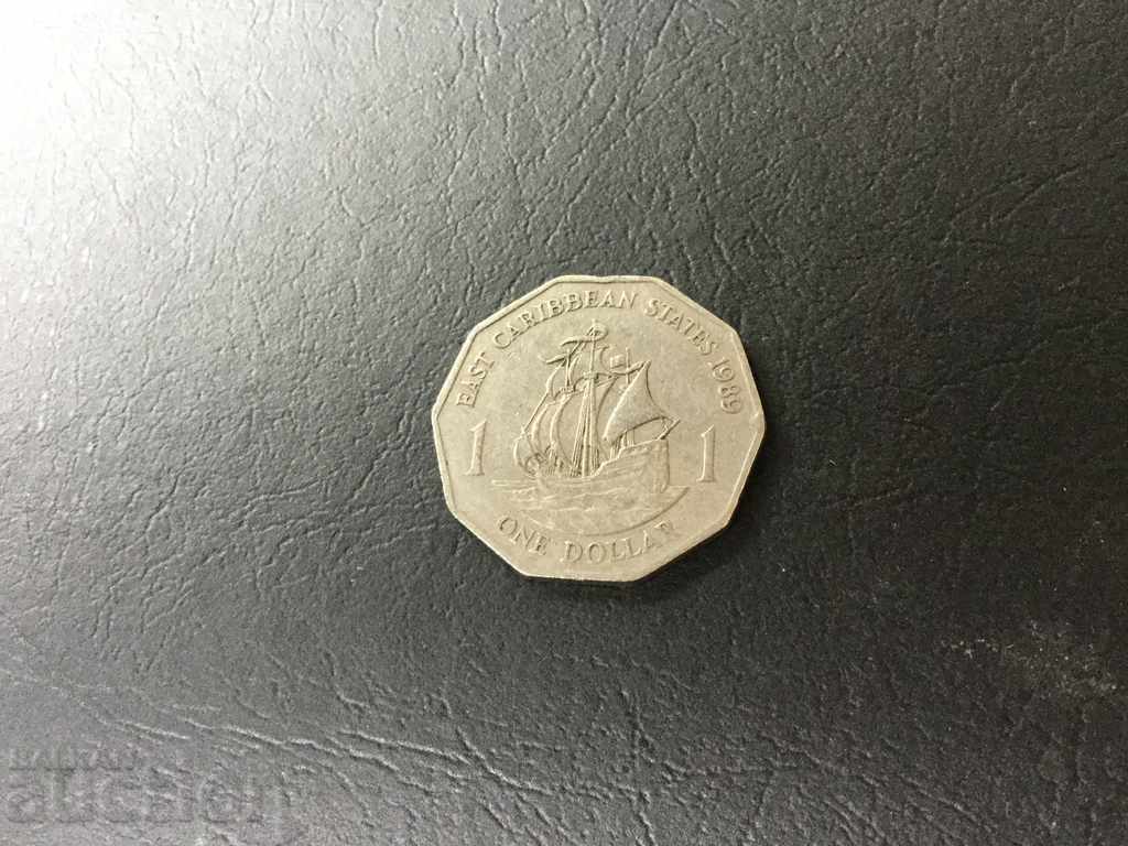 1 δολάριο Ανατολική Καραϊβική 1989