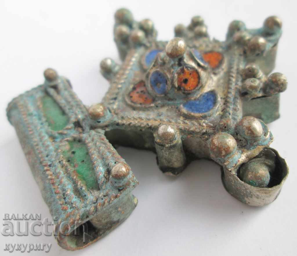 Auction  Old antique necklace pendant handmade with enamel