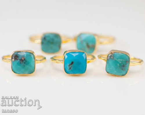 Auction Ring with Turquoise, gilt, new Auction Ring with Turquoise, gilt, new