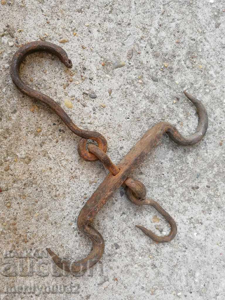 An old forged scraping hook, double twin - 5 An old forged scraping hook, double twin - 5