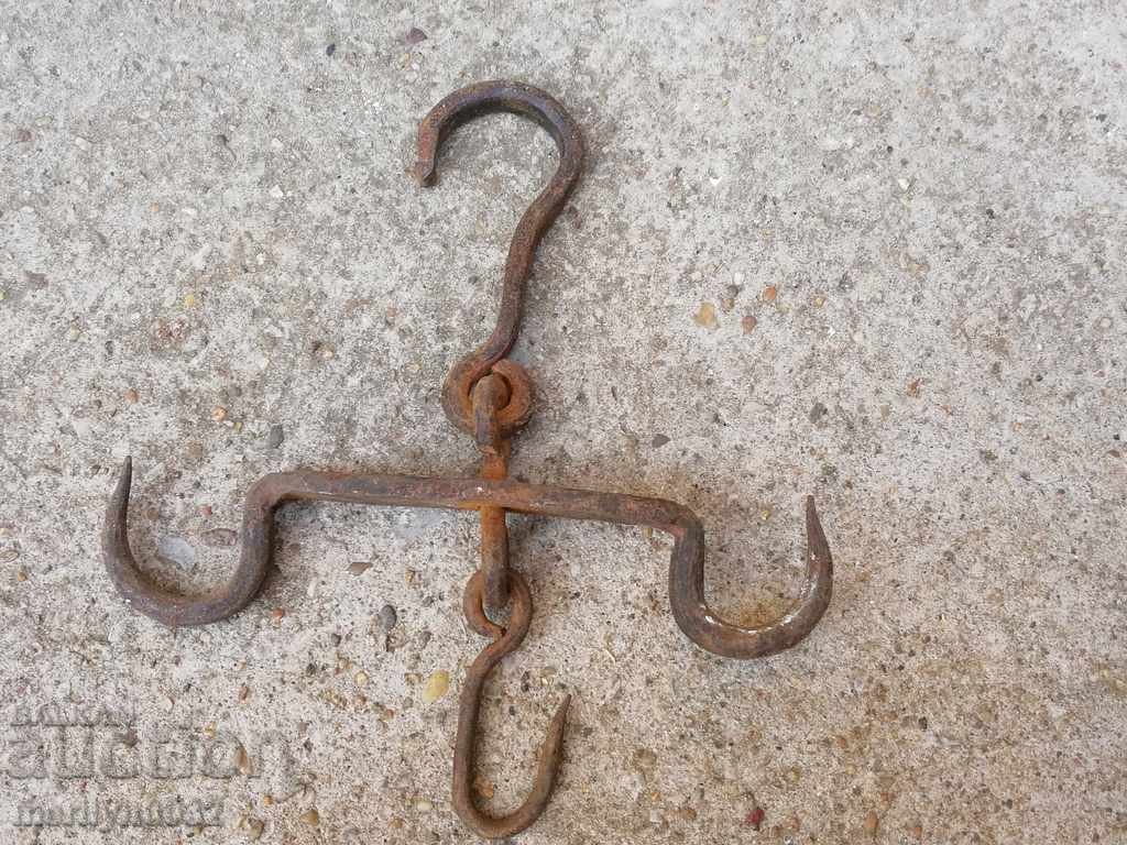 An old forged scraping hook, double twin - 6 An old forged scraping hook, double twin - 6