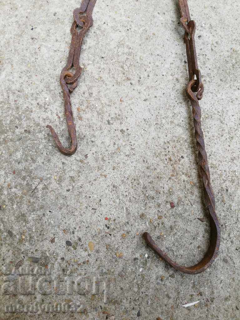 Delivery of Old forged chain with hook, hearth for hearth chain hook