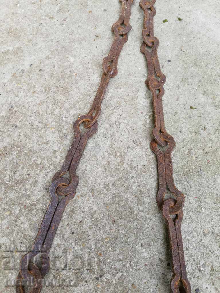 Old forged chain with hook, hearth for hearth chain hook - 5