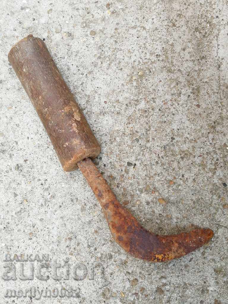 Old hand forged hammer, wrought iron blade - 5