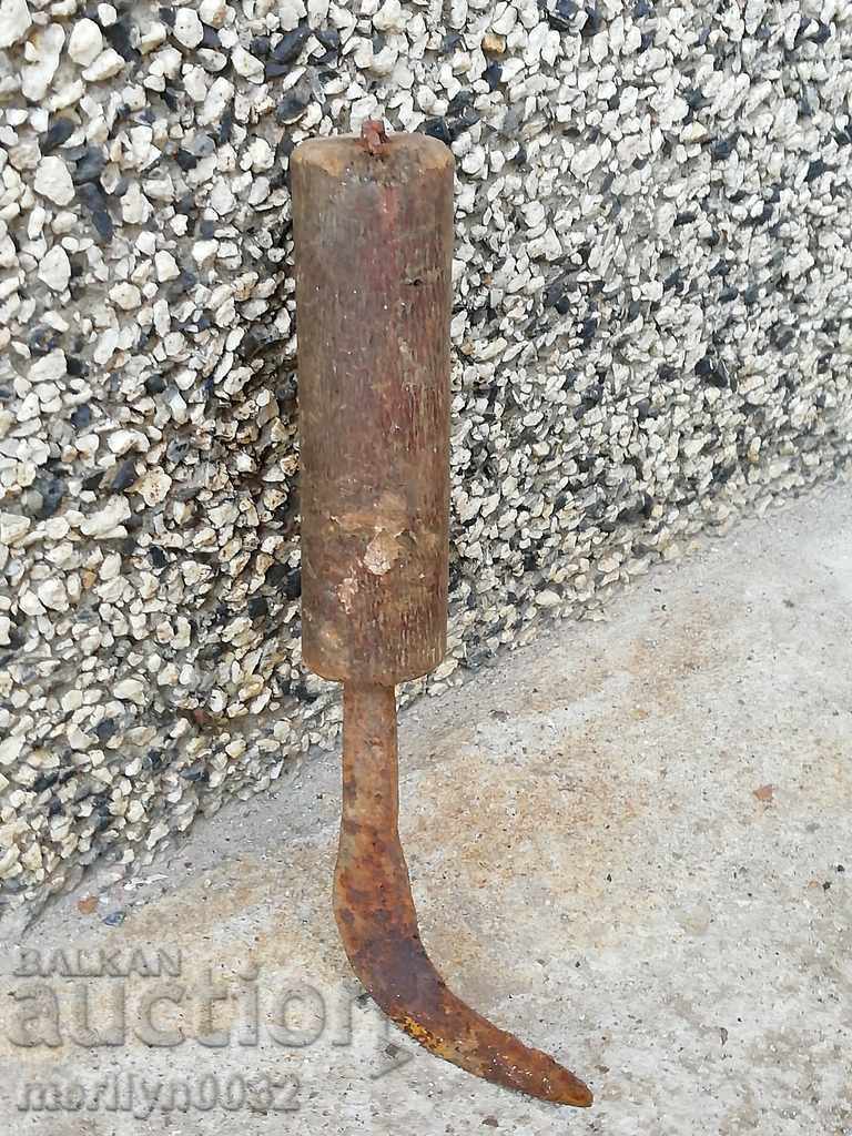 Old hand forged hammer, wrought iron blade - 7