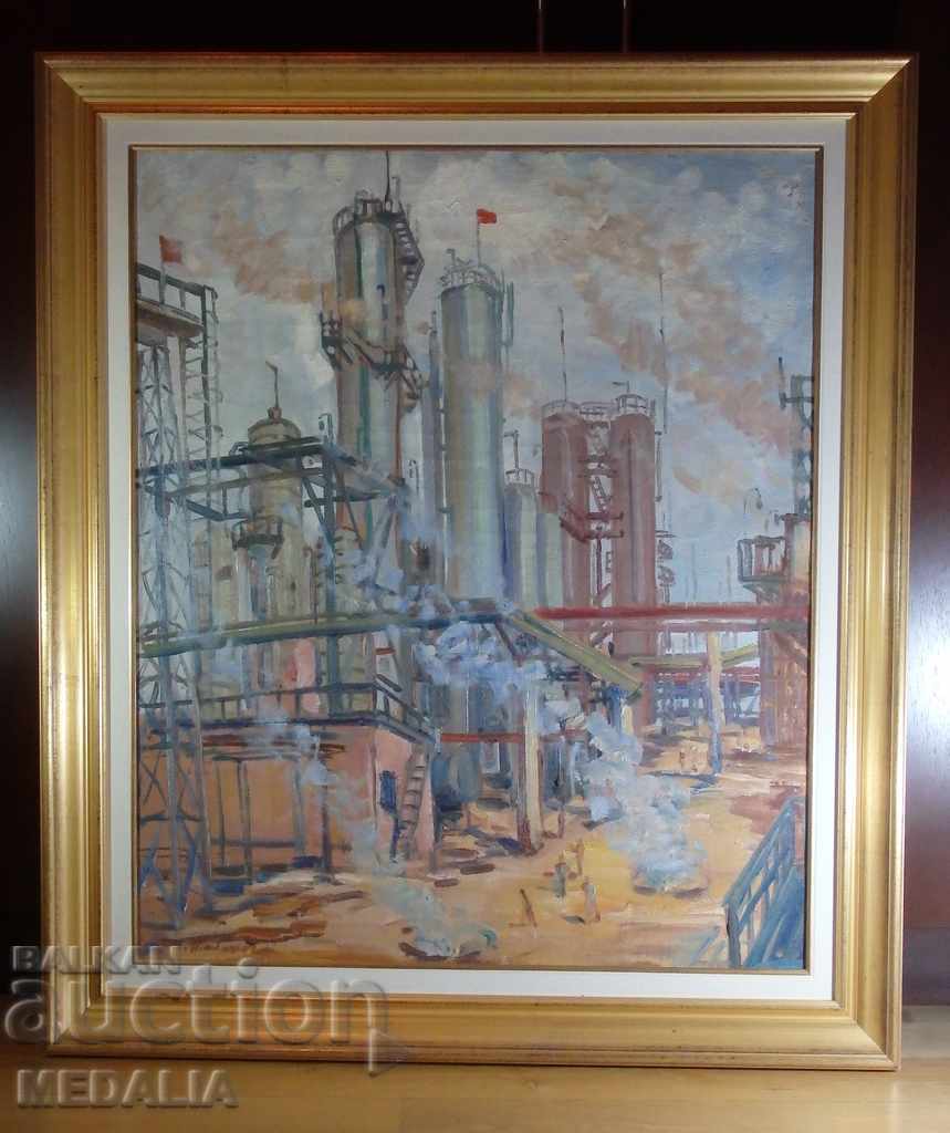 Ivan Tabakov-landscape-refinery-oil paints-signed-framed