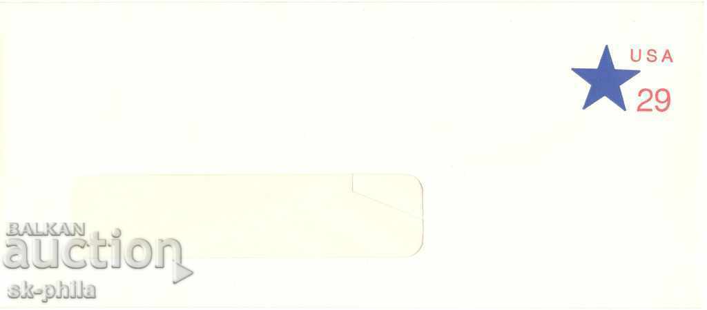 Пощенски плик с марка - синя петолъчка и такса 29 цента