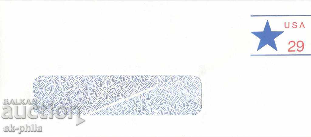 Пощенски плик с марка - синя петолъчка и такса 29 цента