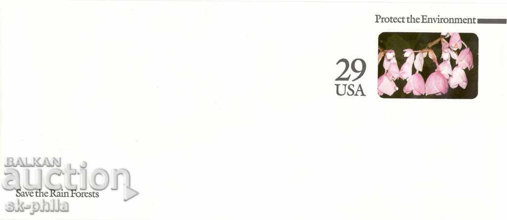 Пощенски плик с таксов знак 29 цента - клонка с цветове