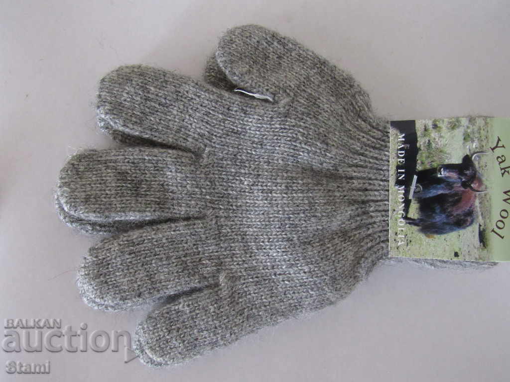 Машинно плетени детски ръкавици от вълна от як с 5 пръста,