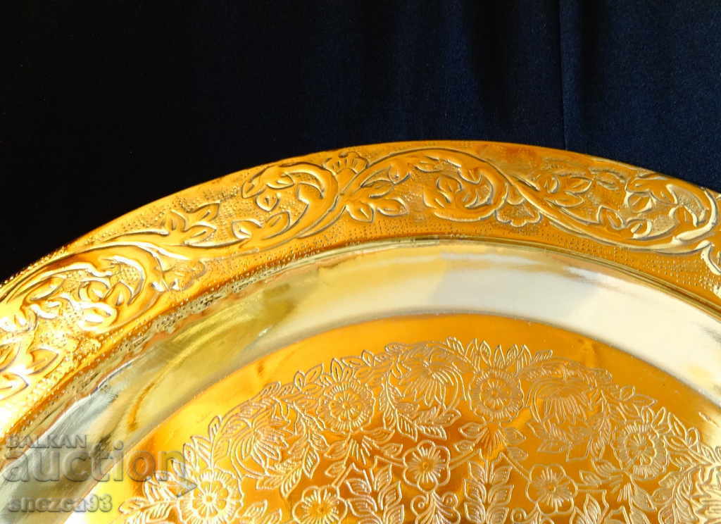 Bronze tray, platter 33 cm., unique ornaments, gilding with price 49.00 BGN | € 25.05 Bronze tray, platter 33 cm., unique ornaments, gilding with price 49.00 BGN | € 25.05